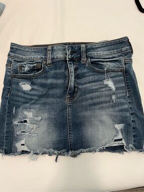 American Eagle Outfitters Distressed Denim Mini Skirt - Blue